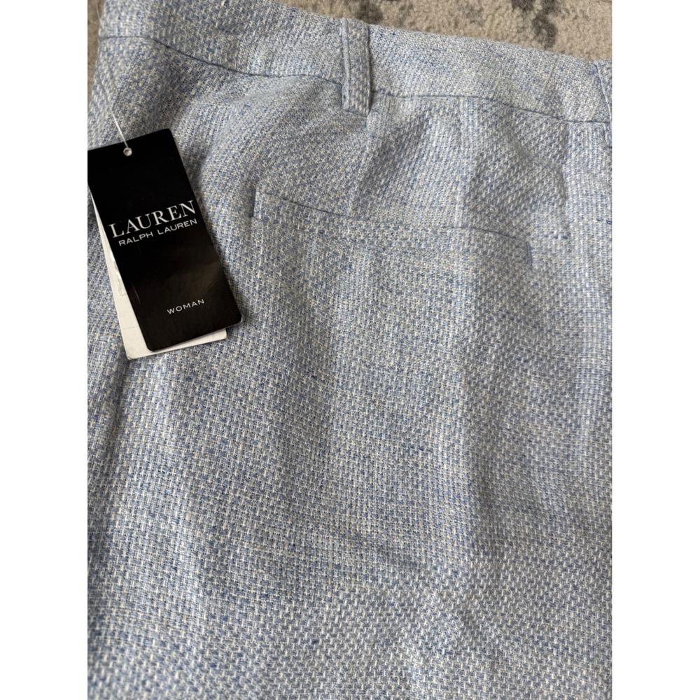 Lauren Ralph Lauren Woman Linen Silk Blend Shorts Blue Bermuda Pleated NWT 18W - Picture 9 of 12